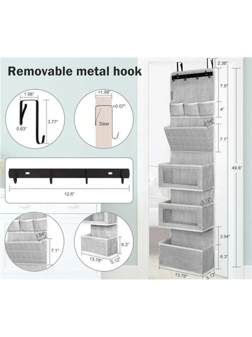 Over the Door Organizer Hanging Storage with Clear Pockets for Closet Pantry